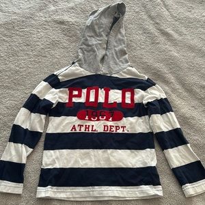 Polo long sleeve hoodie shirt-4T